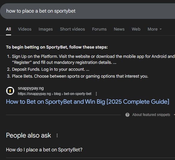 Place a Bet on Sportybet